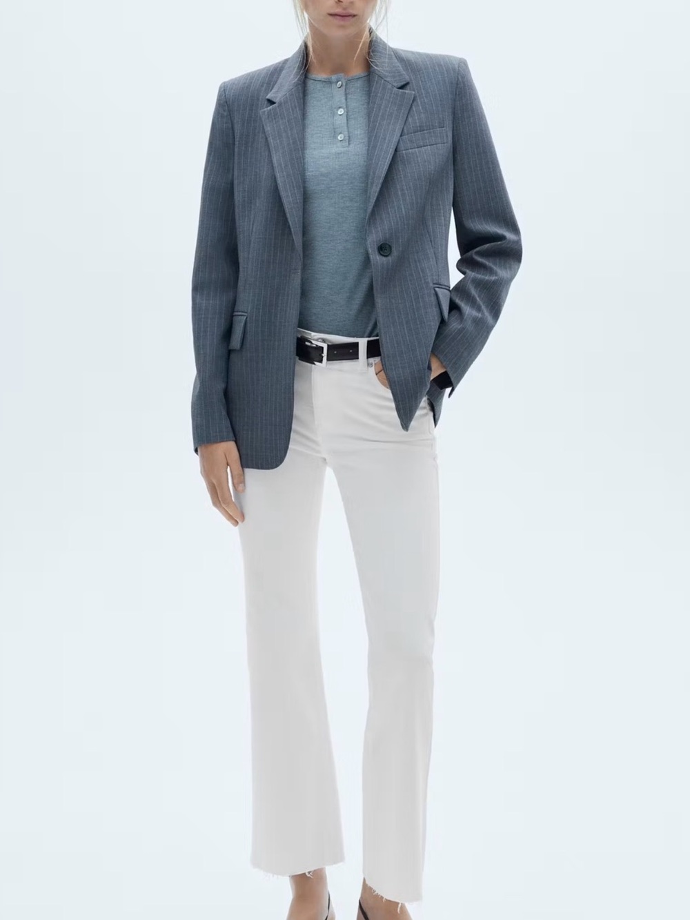 Mango cropped flare high waist jeans